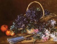 Vollon, Antoine - A Still Life with a Basket of Flowers